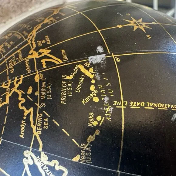 Vintage Style Decorative Globe Black Gold Unisex 16in Mid Century Boho - Picture 5 of 5